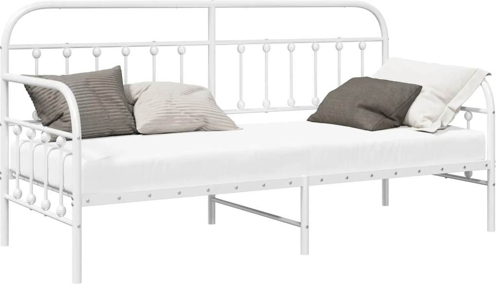 vidaXL Nappali ágykeret Fehér 80 x 200 cm Porszórt acél