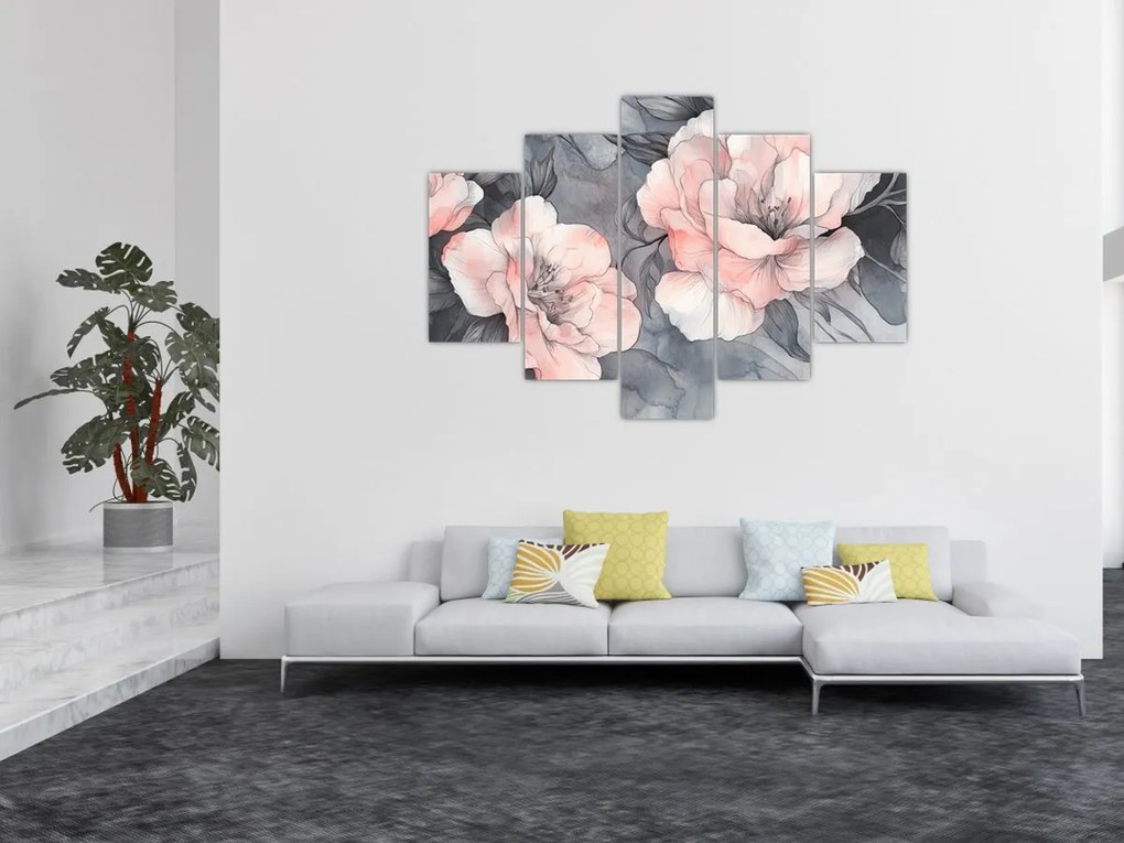 Kép - Virágok vázlata (150x105 cm)