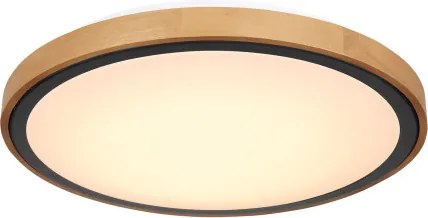 Globo 41764-24 Mennyezeti lámpa, matt fekete fém, barna fa, akril fehér, lépcsős kapcsoló, 3000-4500-6000K kapcsoló a terméken, ø: 437mm, M: 110mm, inkl.LED 24W 230V,1000lm, CCT 3000/4500/6000K