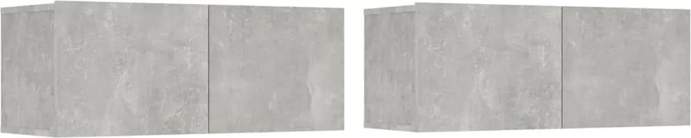 vidaXL 2 db betonszürke szerelt fa TV-szekrény 80 x 30 x 30 cm