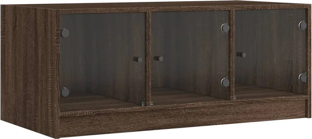 vidaXL barna tölgyszínű dohányzóasztal üvegajtókkal 102 x 50 x 42 cm