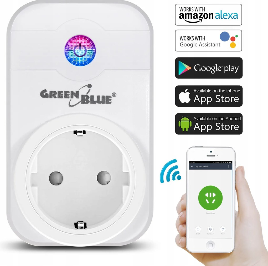 Német típusú fehér WiFi távirányító aljzat applikációval