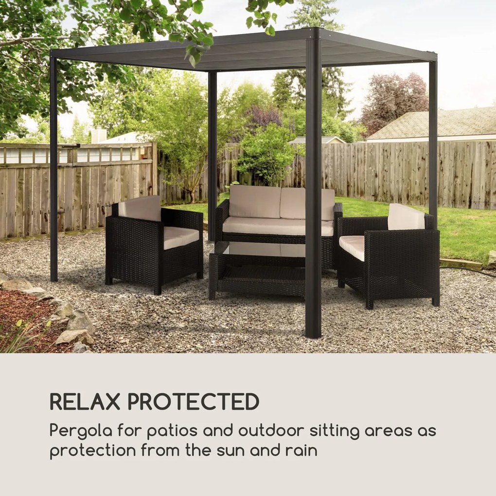 Blumfeldt Pantheon RemoteShade, pavilon, motorizált tető, 3 x 3 m, 280 g/m², szürke