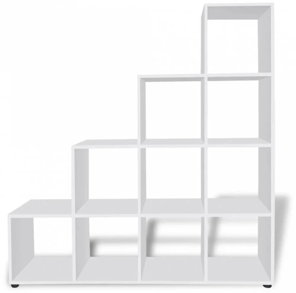 Fehér lépcsős könyvespolc/vitrines polc 142 cm