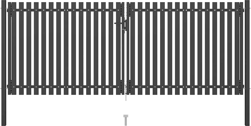 vidaXL antracit színű acél kerítéskapu 400 x 125 cm