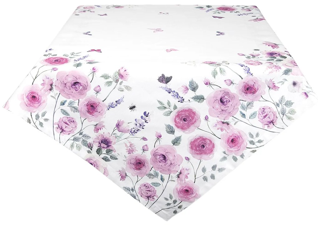 Vintage Nyári asztalterítő rózsaszín rózsa 150*250 cm