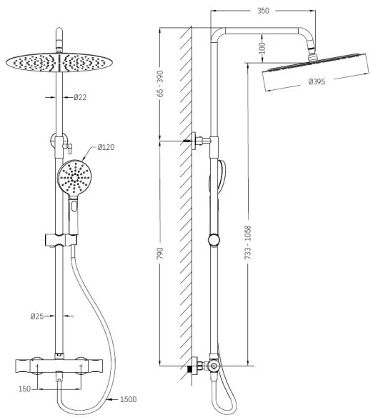 DRAGOR zuhanykészlet termosztátos csapteleppel, fényes króm