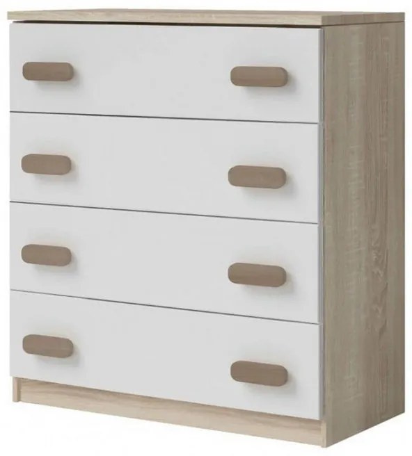 Smyk 02 Ifjúsági Fiókos komód sonoma - fehér- Választható színes fogantyúval