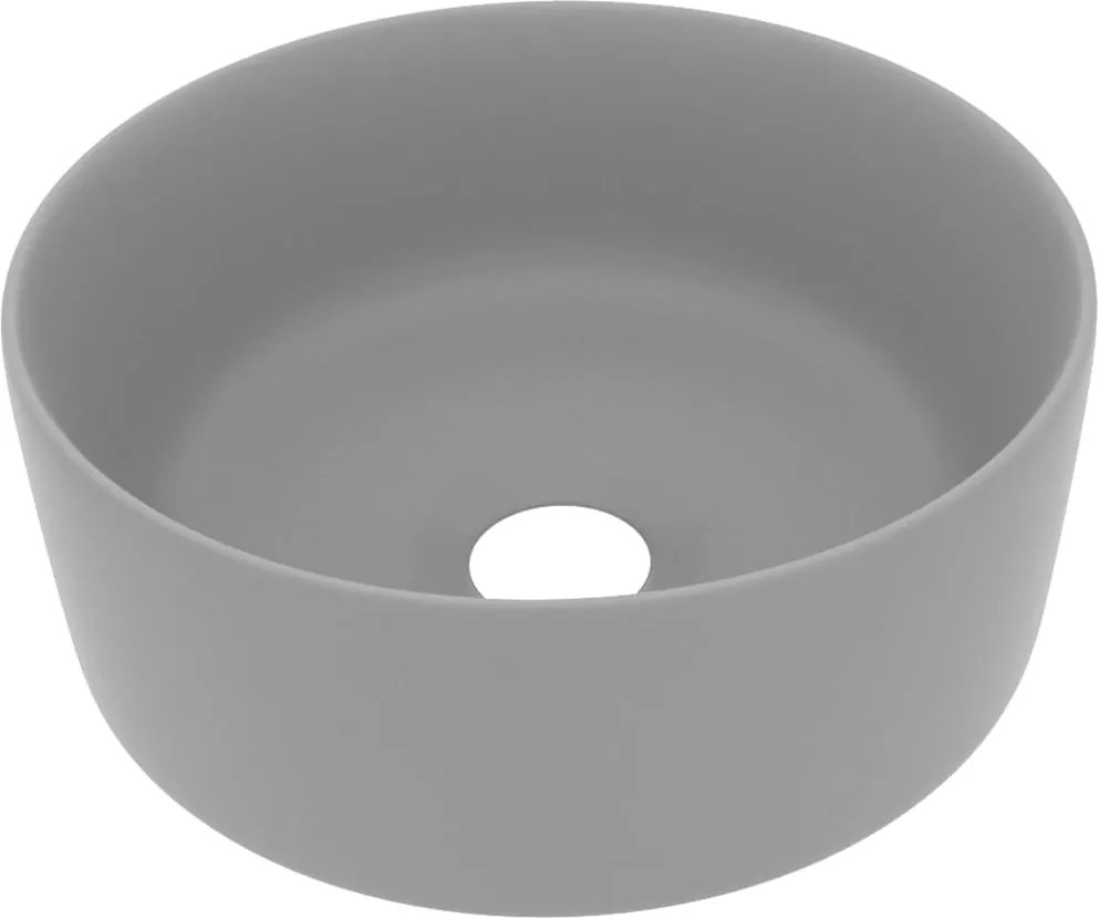vidaXL kerek matt világosszürke kerámia luxus mosdókagyló 40 x 15 cm