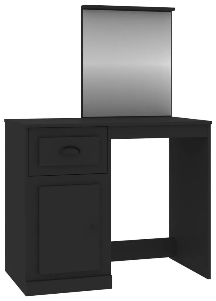 fekete szerelt fa pipereasztal tükörrel 90 x 50 x 132,5 cm