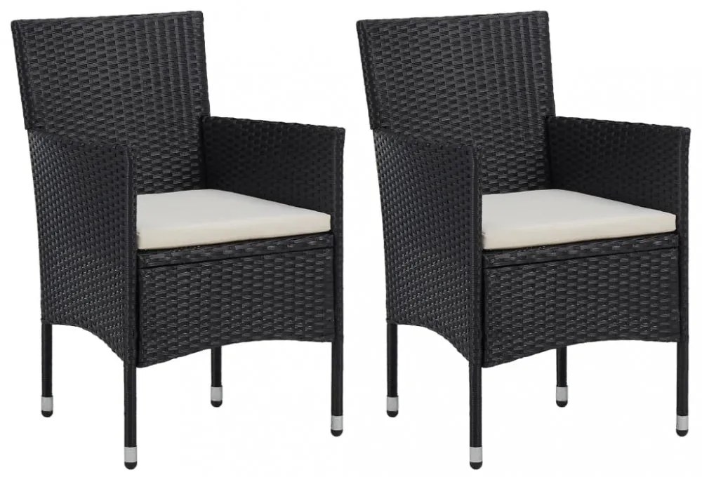 2 db fekete polyrattan kerti szék