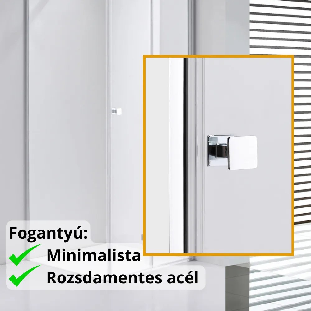 Stuxi Verona 70x70 cm szögletes csuklóajtós zuhanykabin, 6 mm vízlepergető üveggel, króm elemekkel
