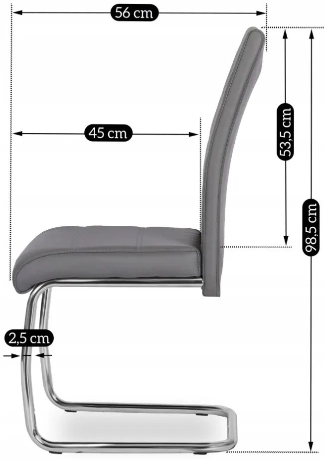 Szánkótalpas Étkezőszék Szürke Eco-bőr Kárpittal. EDER