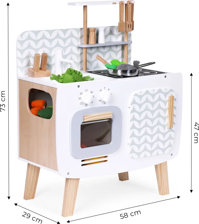 Fa játékkonyha sütővel, mosogatóval konyhai kiegészítőkkel