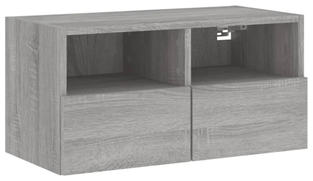 5 darab szürke sonoma színű szerelt fa fali TV-bútor