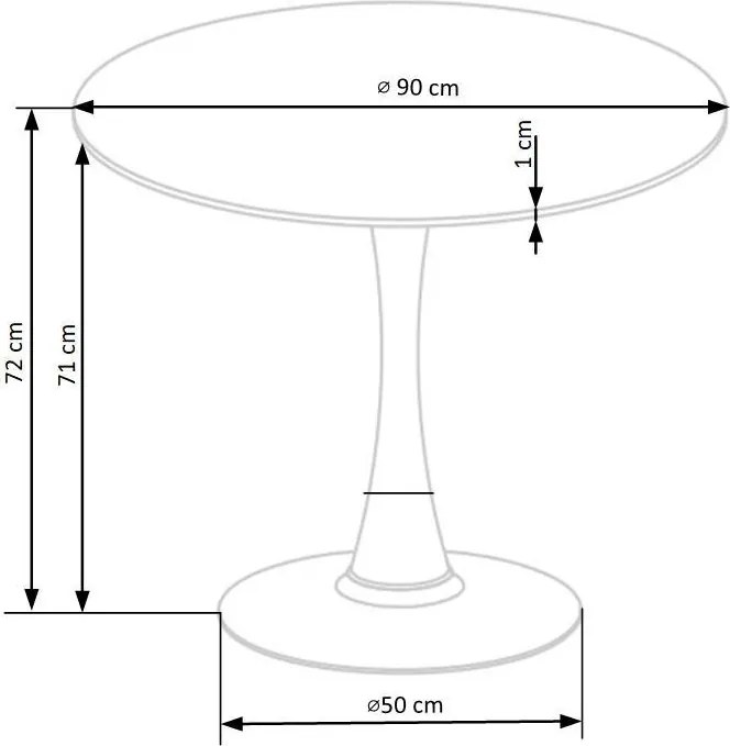 Ambrosio Üveg Étkezőasztal Fehér Márvány 90 cm
