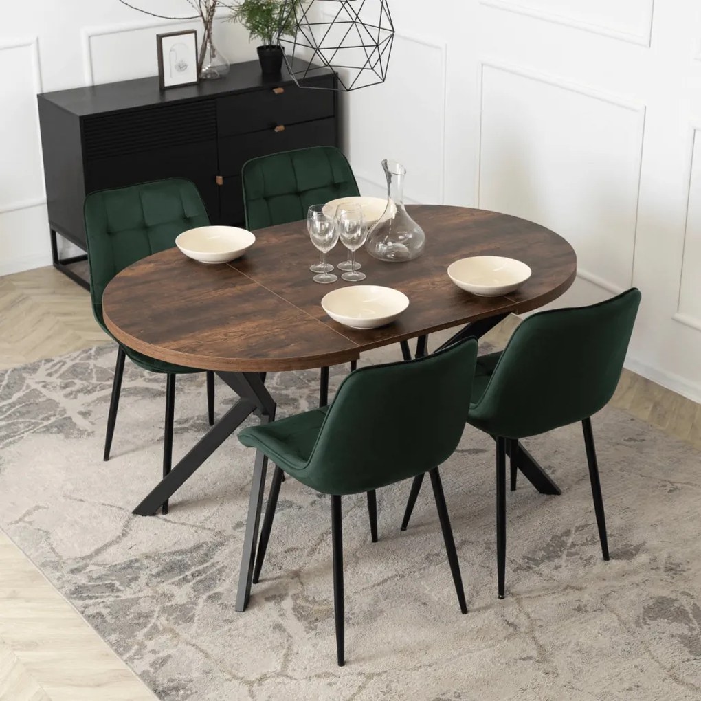 Bővíthető Étkezőasztal Rusztikus Tölgy/Fekete Színben. LUGO 90-190 cm