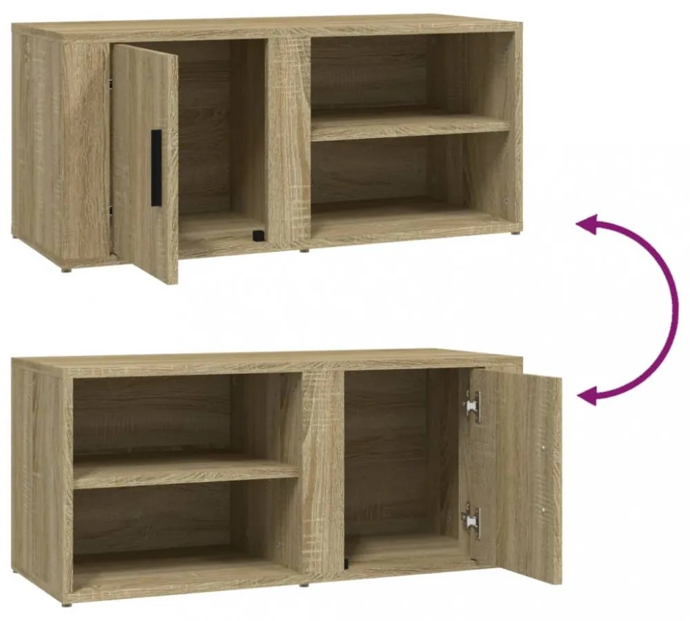 2 db sonoma tölgy színű szerelt fa TV-szekrény 80x31,5x36 cm