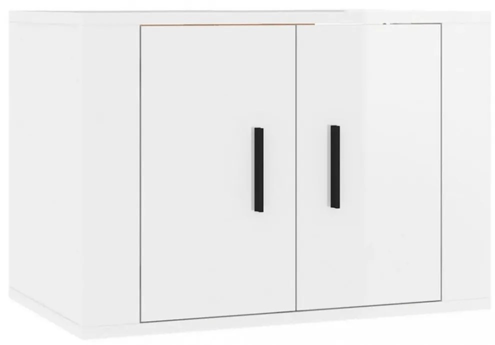 2 db magasfényű fehér fali TV-szekrény 57 x 34,5 x 40 cm