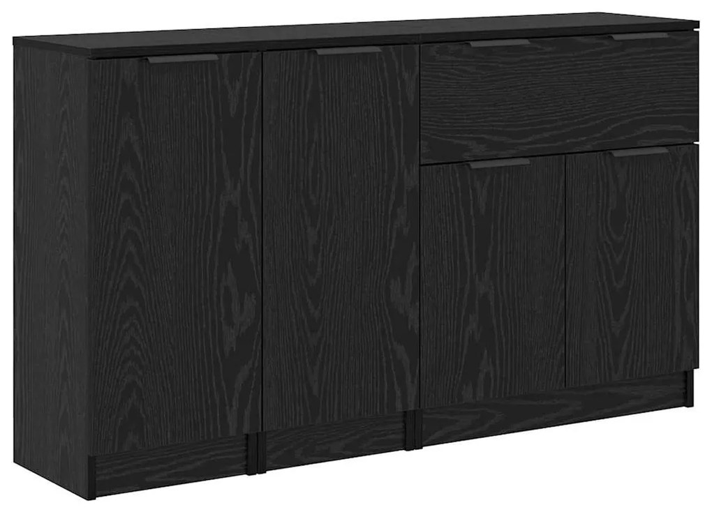 Széf fiókkal 3 pcs Musta tammi Faanyag