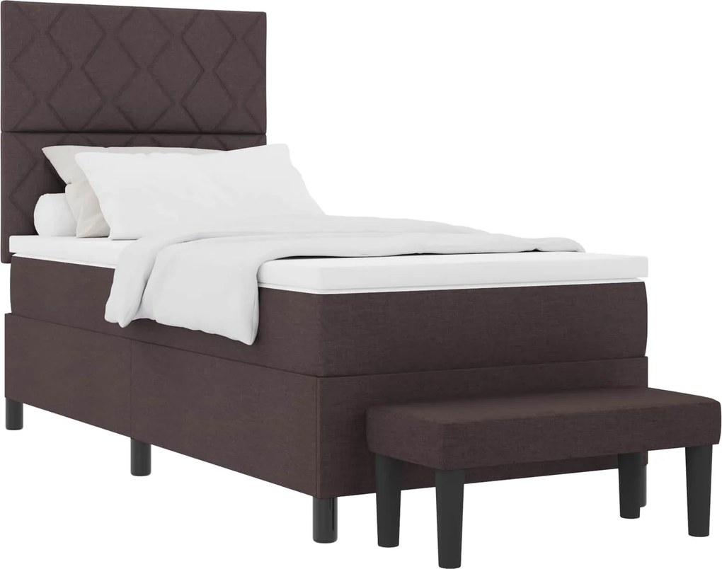 vidaXL Boxrugós ágy matracmal Sötét Barna 100 x 200 cm szövet