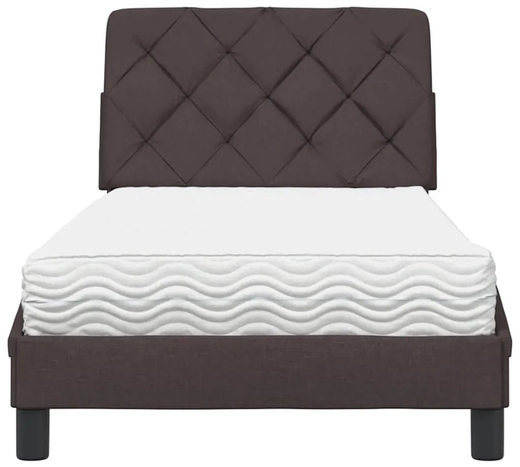 sötétbarna szövet ágy matraccal 80x200 cm