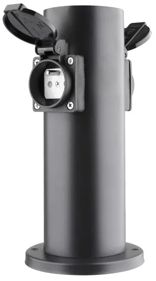 Solight PG10B kültéri 2 aljzatos, 230V, IP44, fekete, kerek oszlop