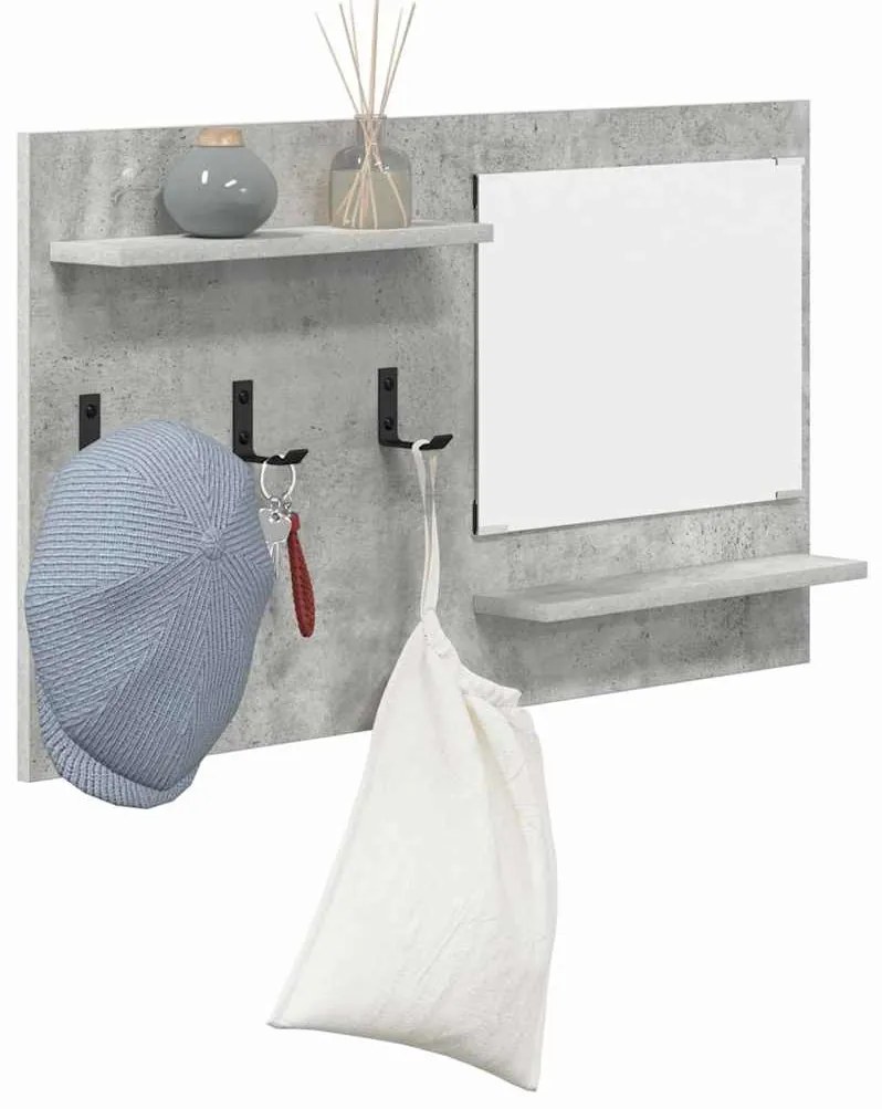 Fali Kabáthorog polcokkal Beton szürke 90 x 10 x 50 cm Faanyag