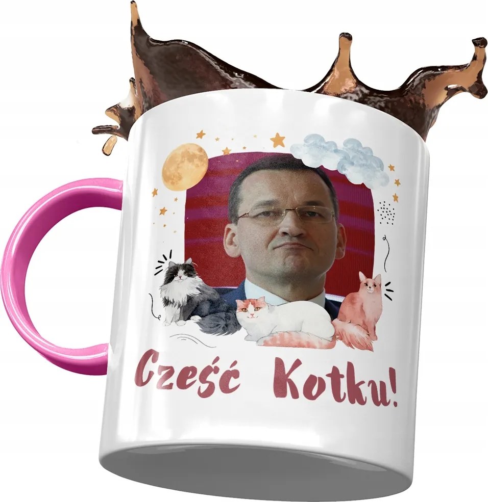 Bögre Rózsaszín Mateusz Morawiecki Premier Ajándék Nyomtatott Fotóval
