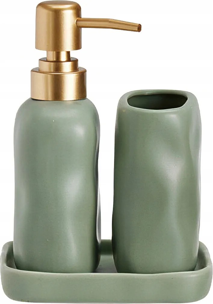 Fürdőszoba Szett Kerámia Arany Adagoló Bögre Tálca 14 X 11 X 17 CM