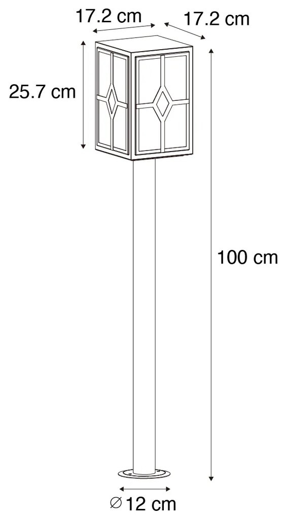 Klasszikus kültéri állólámpa fekete 100 cm IP44 - Dover