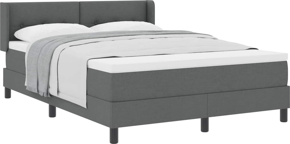 vidaXL Boxrugós ágy matracmal Sötétszürke 200 x 140 cm Poliészter