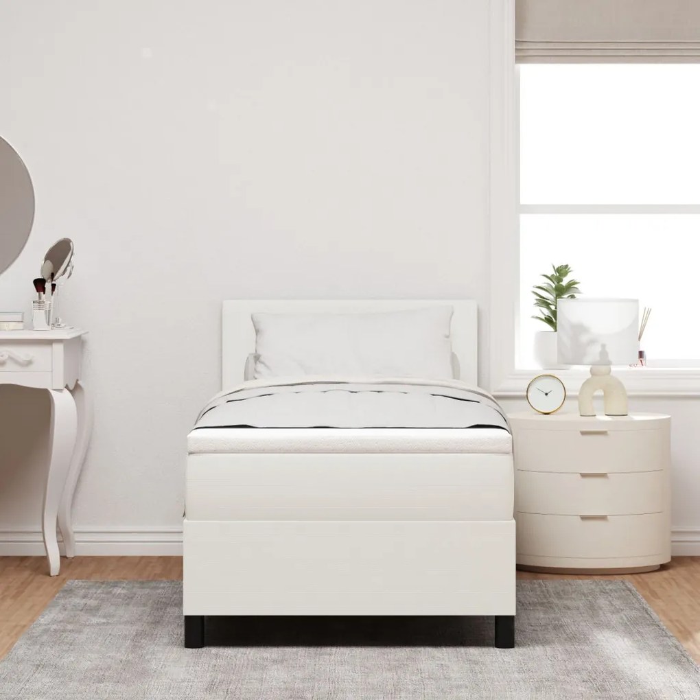 Box Spring Ágy matraccal Krém Egyszemélyes Kordbársony Szövet