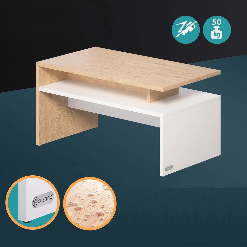 SACRAMENTO dohányzóasztal, 50x47x92cm, fehér/szürke Casaria