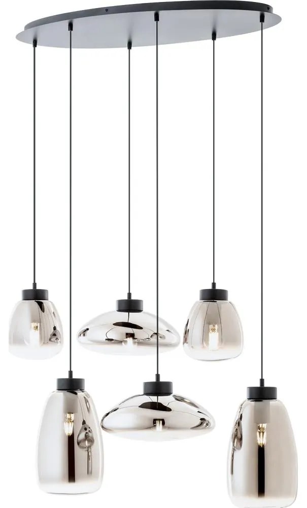 Redo 01-3212 - Csillár zsinóron LUKE 6xE27/42W/230V fekete