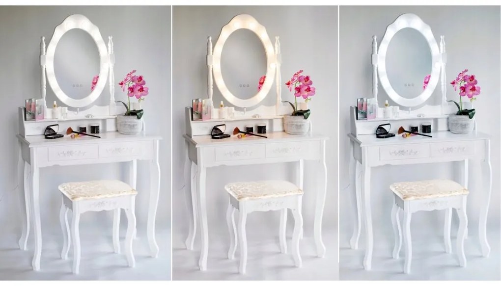 FÉSÜLKÖDŐ ASZTAL LED VILÁGÍTÁSSAL - FEHÉR TL011