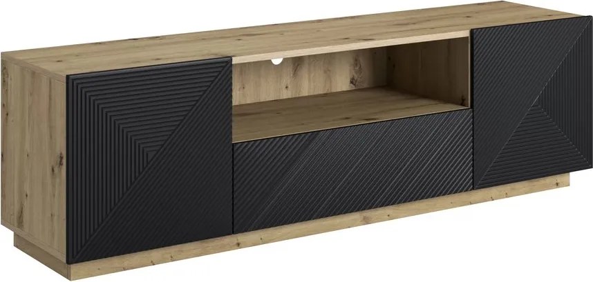Asha TV-szekrény 167 cm fiókkal és nyitott résszel - artisan / fekete matt