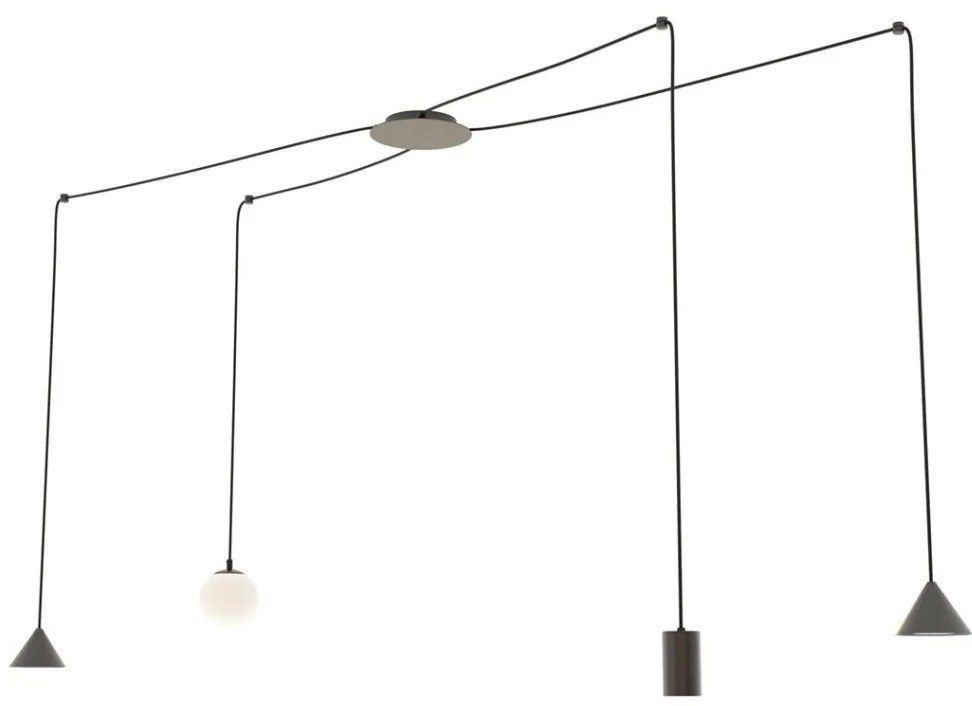 EMIBIG 1349-4 FUJI Többágú Függesztett Lámpa Fekete E14, GU10, GX53 IP20