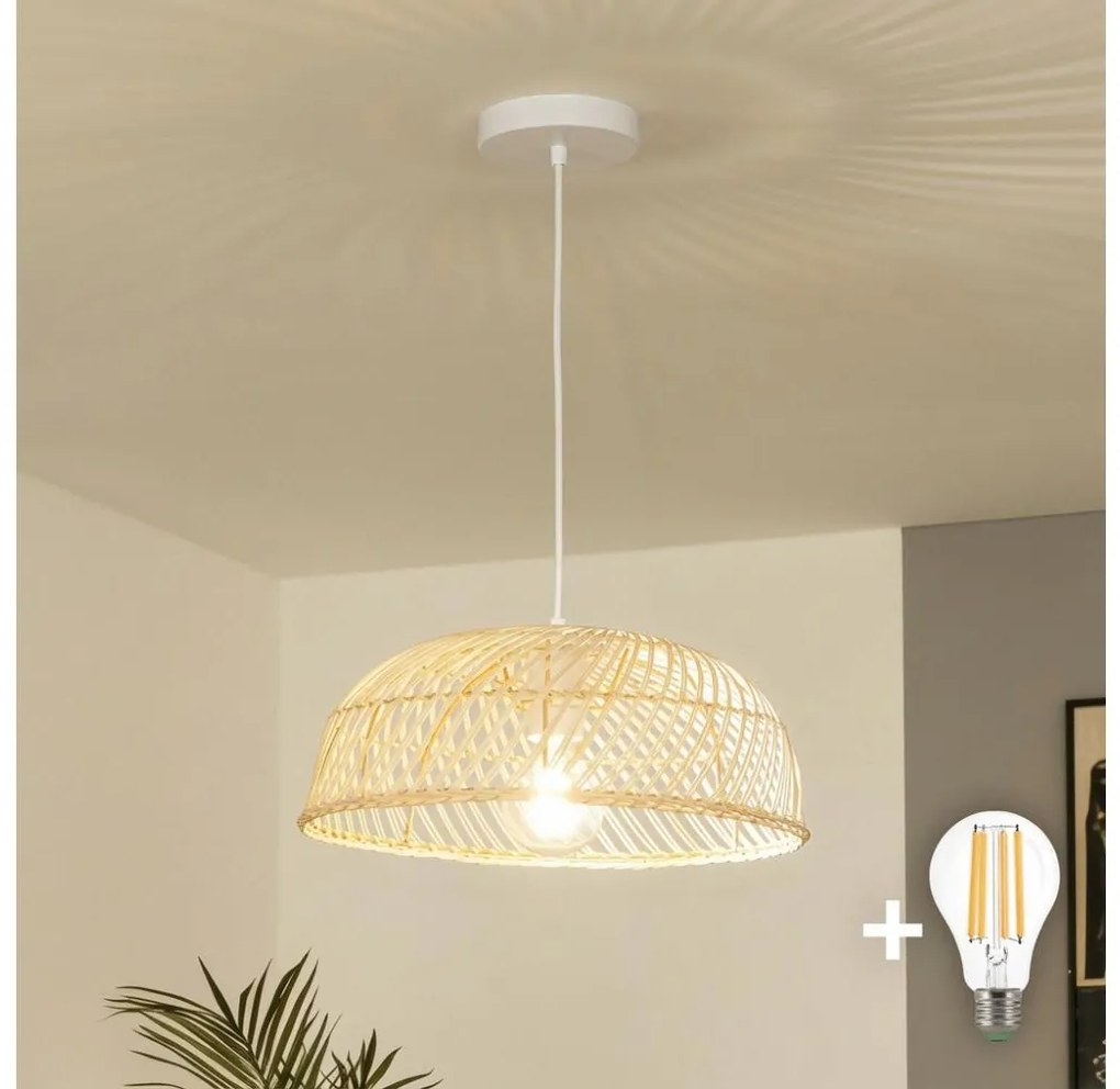 Brilagi - LED csillár zsinóron CERIA BOHO 1xE27/40W/230V átmérő 60 cm rattan