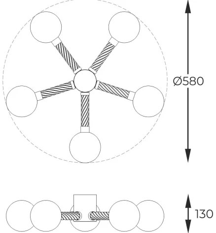 Zuma Line C0583-05C-2GHF - Felületre szerelhető csillár MIDA 5xG9/6W/230V réz