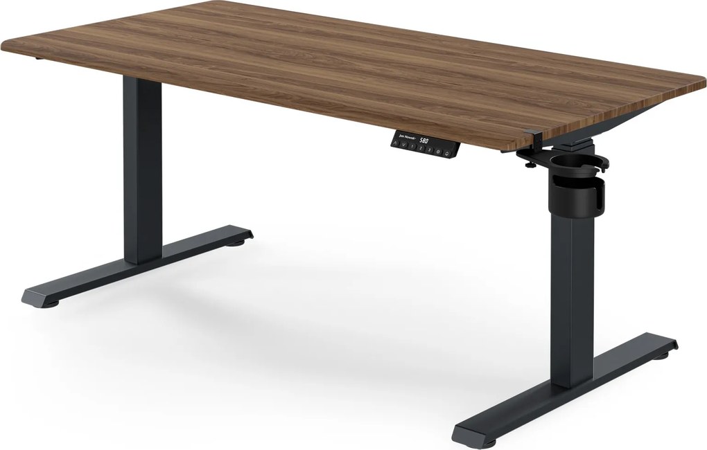 Elektromos íróasztal magasságállítással ergonomikus antracit/dió,1400x700 mm: ARIA