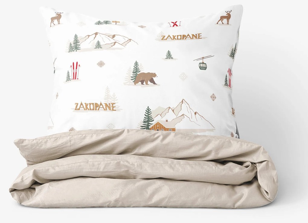 Goldea pamut ágyneműhuzat duo - zakopane, latte színű hátoldal 140 x 220 és 70 x 90 cm