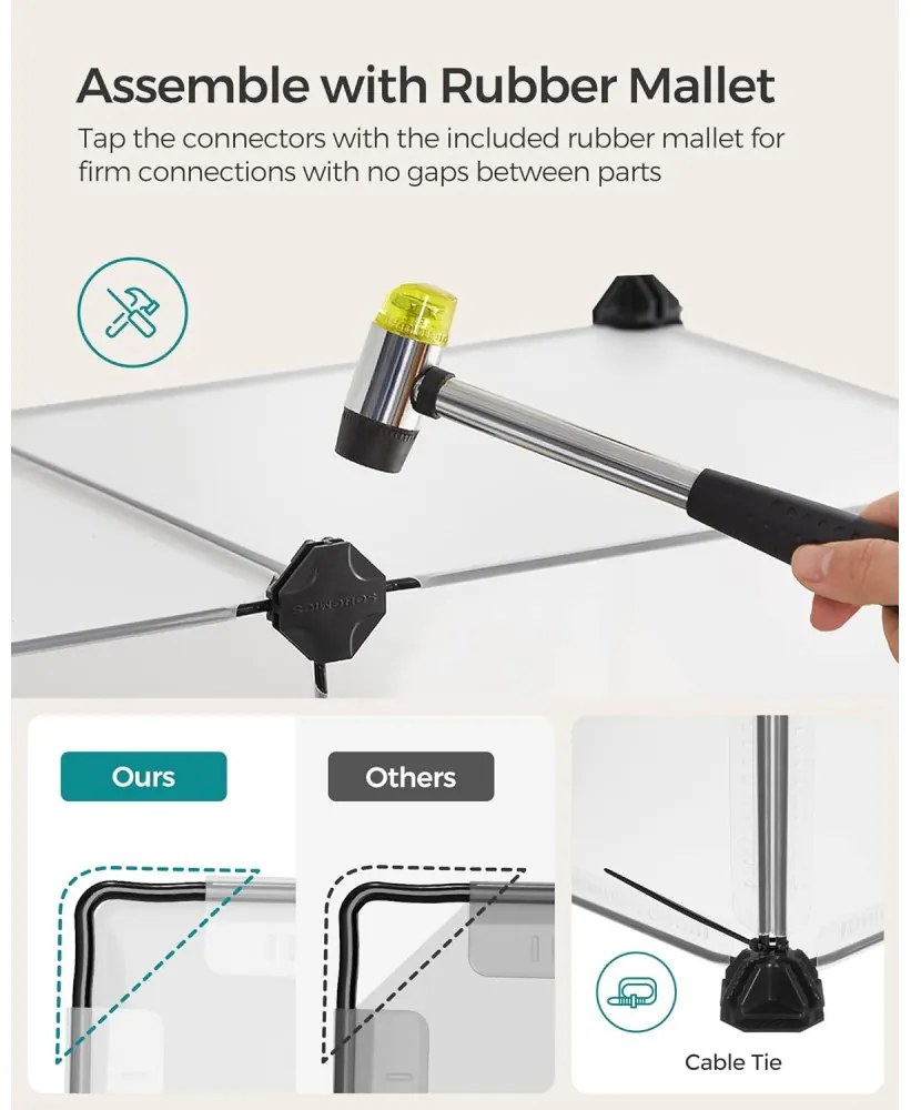 Ketrec háziállatoknak műanyag átlátszó elemekkel, fehér 125x63x42cm