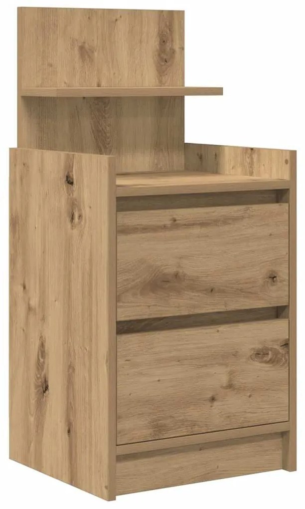 2 db kézműves tölgy éjjeliszekrények 2 fiókkal 38x34x80 cm