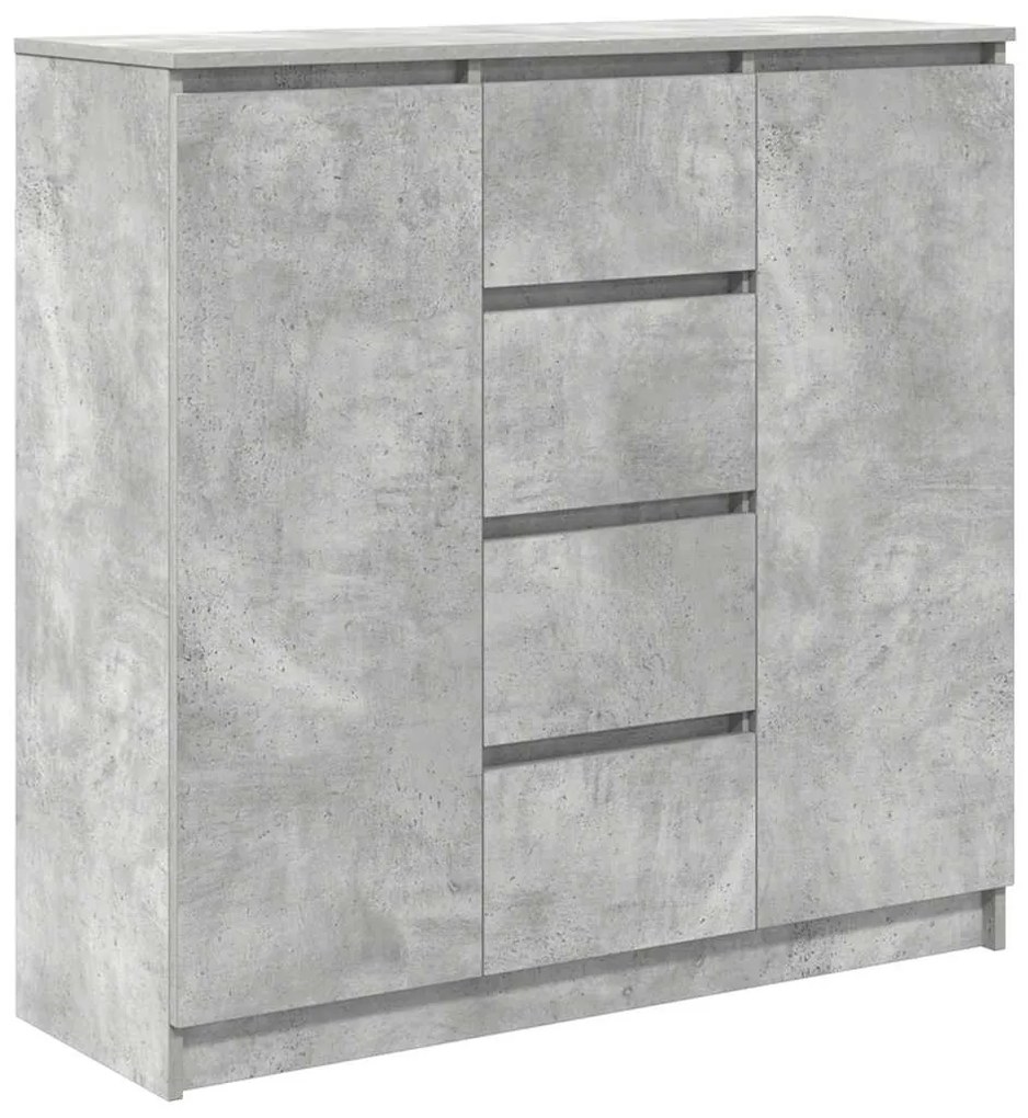 betonszürke szerelt fa tálalószekrény fiókos 100,5x35x98,5 cm