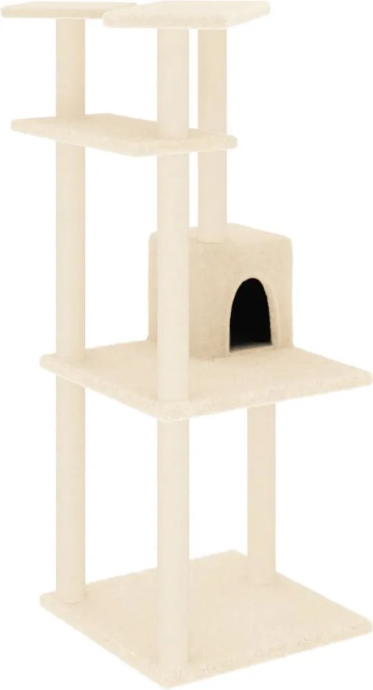 vidaXL krémszínű macskabútor szizál kaparófákkal 123 cm
