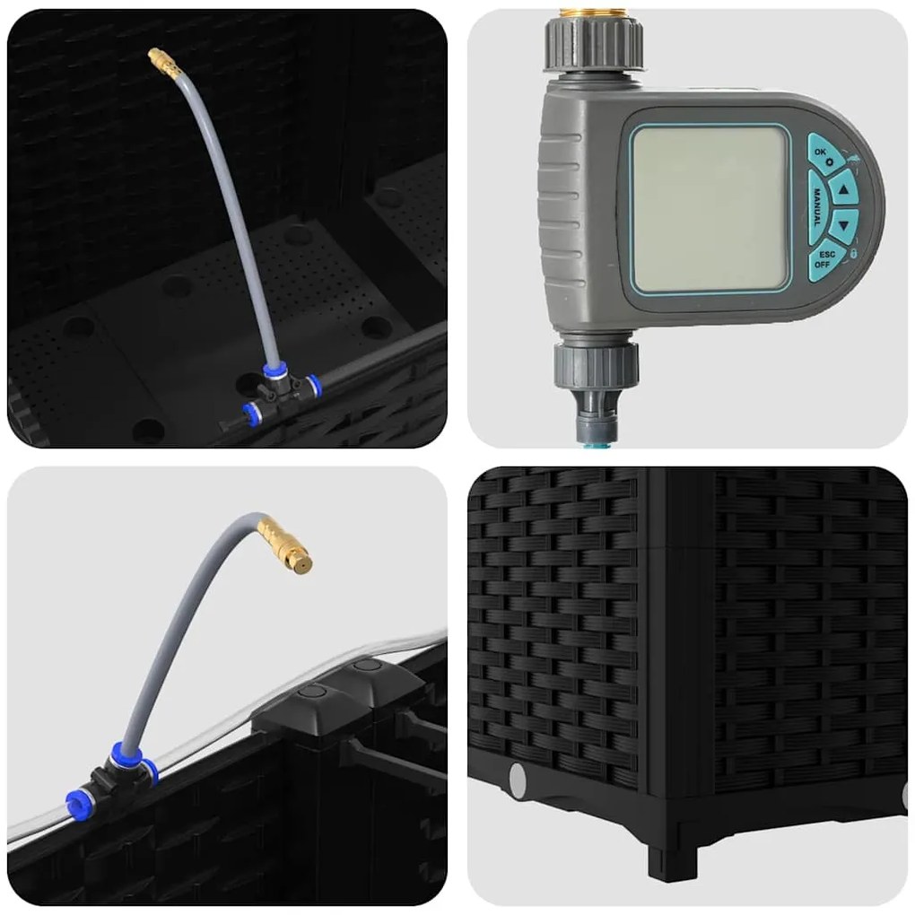 Kerti ültetők Fekete 120 x 40 x 37.5 cm Acél