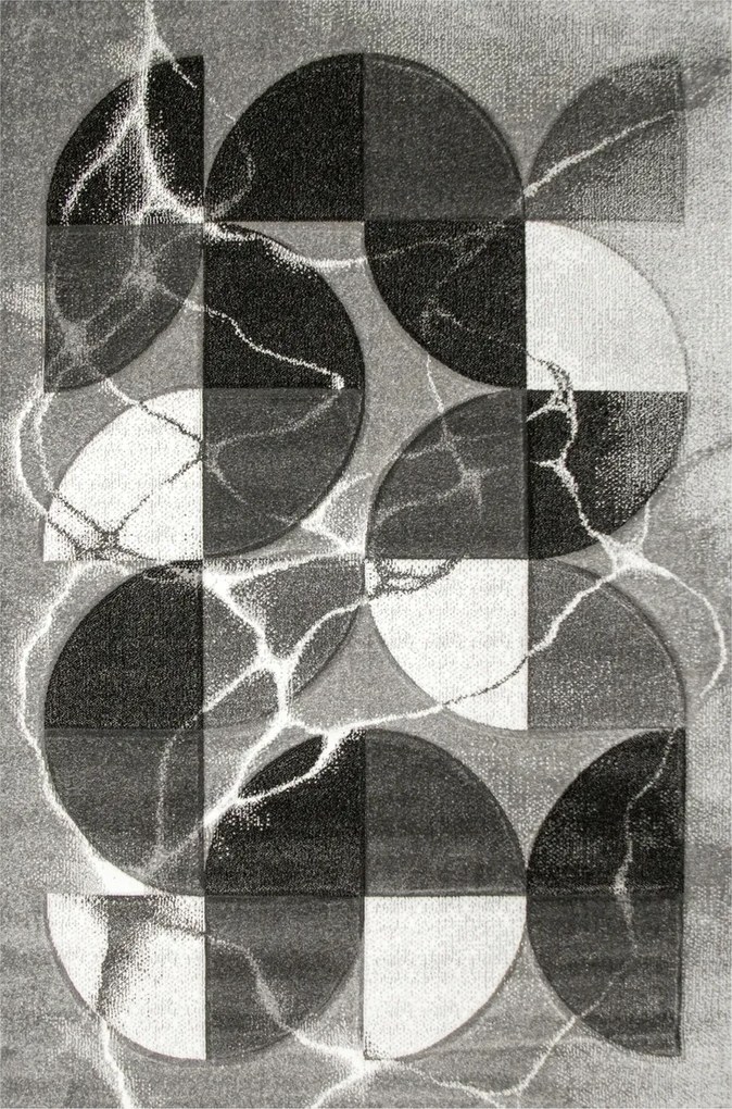 Modern Szőnyeg Fekete Szürke Márvány Utánzat Amelia 240x330 cm