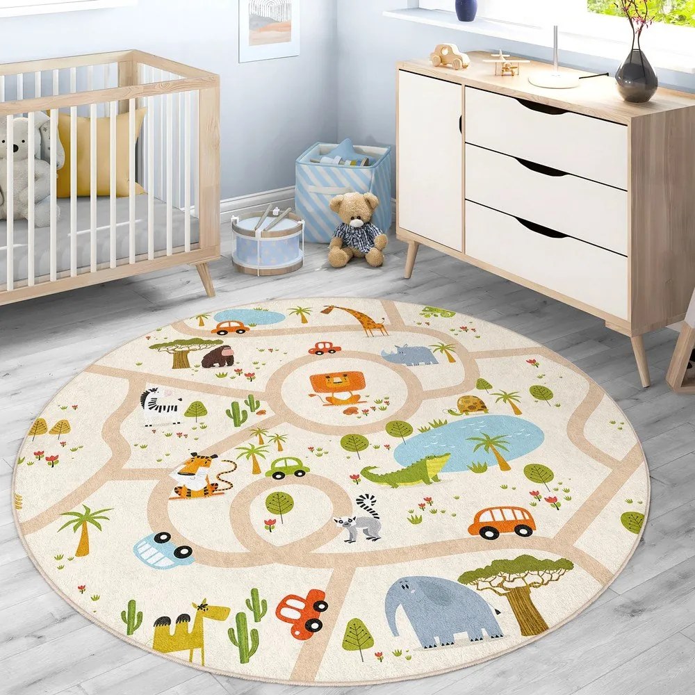 Mosható gyerek játszószőnyeg ø100 cm Savana Ride – Mila Home