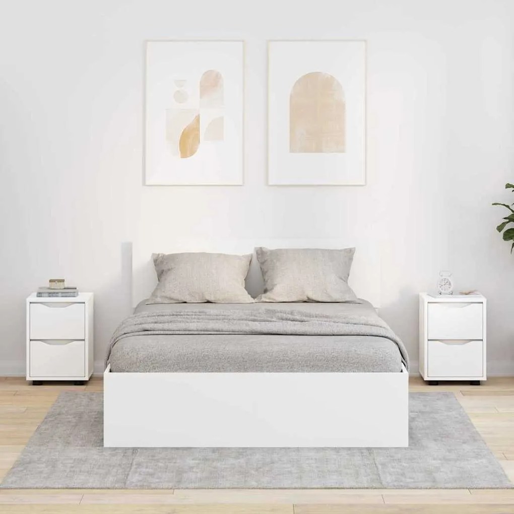 vidaXL Éjjeliszekrények fiókkal 2 pcs Fehér 30,5 x 30 x 43 cm Faanyag